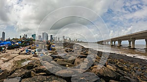 Bandra-Worli Sea Link View From Worli Koliwada Jetty In Mumbai