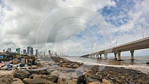 Bandra-Worli Sea Link View From Worli Koliwada Jetty In Mumbai