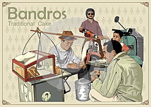 bandros traditional cake vendor vector illustration