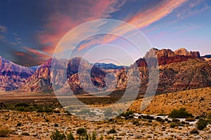 Bands of Colored Mountains in Red Rock Canyon