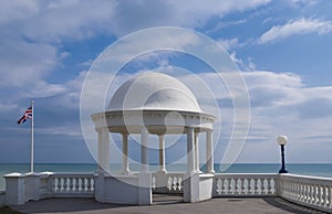 The bandstand at the De La Warr Pavillion overlooking the sea.