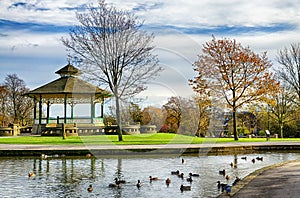 Bandstand and duck pond in Greenhead park