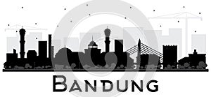 Bandung Indonesia City Skyline Silhouette with Black Buildings I photo