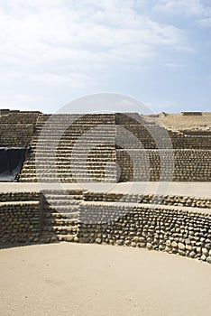 Bandurria ruins in Huacho Peru with pyramid and observatory pyramid arqueological site culture