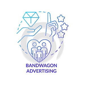 Bandwagon advertising blue gradient concept icon