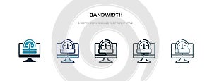 Bandwidth icon in different style vector illustration. two colored and black bandwidth vector icons designed in filled, outline,