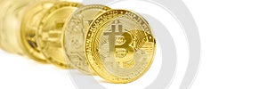 Baner Bitcoin Cryptocurrency , panorama gold coins , mining , future money