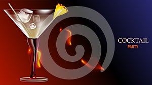 Baner with cocktail and female legs