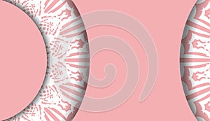 Baner pink with abstract white ornament for design under your logo or text