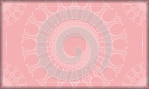 Baner pink with abstract white pattern for design under your text