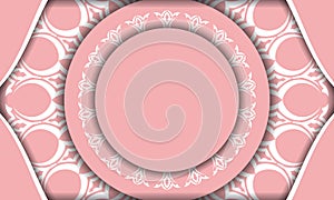 Baner of pink color with abstract white ornament for design under your text