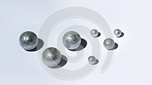 Baner with shiny christmas balls with a hard shadow.