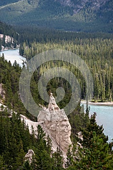 BANFF, ALBERTA/CANADA - AUGUST 7 : Bow River and the Hoodoos near Banff in the Canadian Rockies Alberta on August 7, 2007