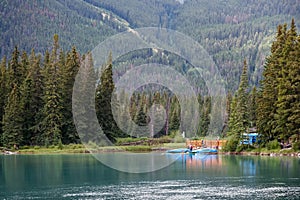 BANFF, ALBERTA/CANADA - AUGUST 8 : Canoeing Centre Bow River near Banff on August 8, 2007. Unidentified people.