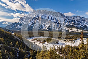 Banff Mountain Valley In The Winter