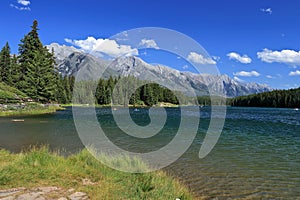 Banff National Park with Johnson Lake on a Windy Summer Afternoon, Canadian Rocky Mountains, Alberta