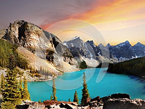 Banff national Park, Moraine Lake Sunset