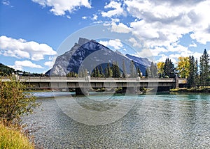 Banff road bridge and Mount rundle