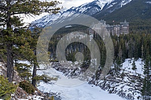 Banff Springs Hotel in winter.