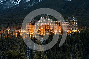 Banff Springs Hotel in winter night