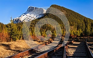 Banff Town Railway Tunnel Rundle Mountain photo