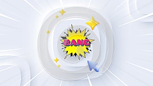 Bang comic cartoon bubble banner. Discount sticker shape. Neumorphic offer 3d banner, poster. Vector