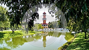 Bang Pa-In Royal Palace, also known as the Summer Palace, HO WITHUN THASANA is a view tower was built by King Chulalongkorn