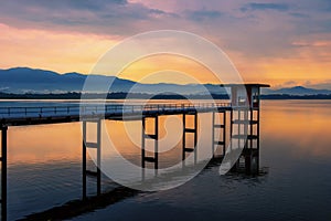 Bang Phra Reservoir Chonburi, Thailand. With the morning light, w