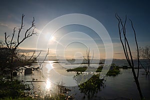 Bang phra reservoir at sunrise, Siracha, Chonburi