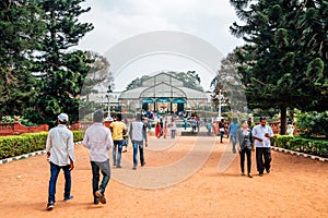 Lalbagh Botanical Garden and tourist people in Bangalore, India