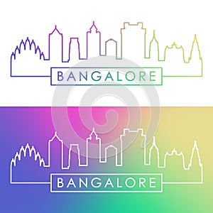 Bangalore skyline. Colorful linear style.