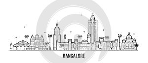 Bangalore skyline Karnataka India city vector line