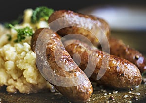 Bangers and mash food photography recipe idea