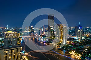 Bangkok City aerial view in twilight