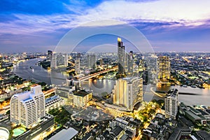 Bangkok city and Chao Phraya river photo