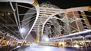 Bangkok city at night, Sathorn bridge intersection (Bangkok Landmark)