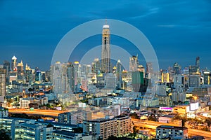 Bangkok city in night view, Thailand