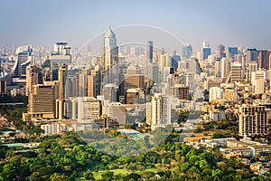 Bangkok city office buildings and condominium view from roof top