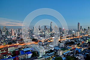 Bangkok city skyline at twilight view from high rise