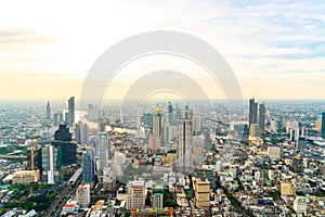 Bangkok cityscape with beautiful exterior of building and architecturein in Thailand