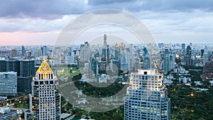 Bangkok Cityscape, Business district with high building at dusk