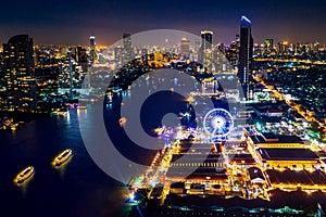 Bangkok cityscape at night in Thailand