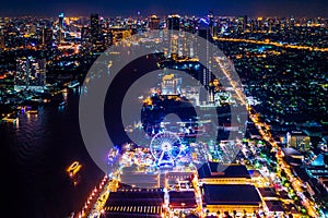 Bangkok cityscape at night in Thailand