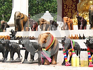 Bangkok, elephants on religious shrine