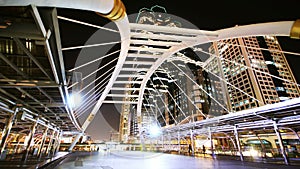 Bangkok Landmark, Bangkok downtown at night, Sathorn bridge intersection, time lapse 4K