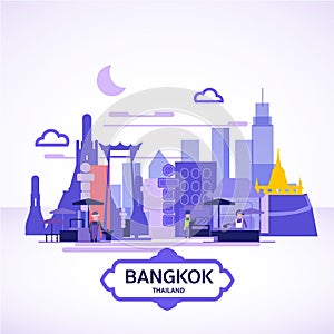 Bangkok landscape in graphic - vector illustration