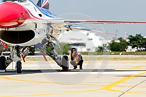 BANGKOK - MARCH 23:Breitling Jet Team Under The Royal Sky Breitling Team and Rayal Thai Air Force Air Show at Donmueang Bangkok