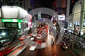 Bangkok night traffic