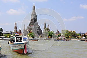 Bangkok Riverside Scene And Wat Arun