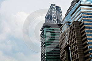 Bangkok`s business landmark cityscape with blue sky, Corporate building in Bangkok city photo